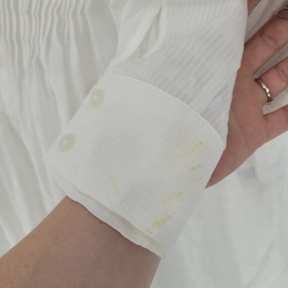 The Nines by Hatch womens Medium white maternity Nursing button up smocked - Picture 8 of 12